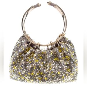 VALENTINO GARAVANI Bebop Loop Crystal-embellished Clutch In Grey